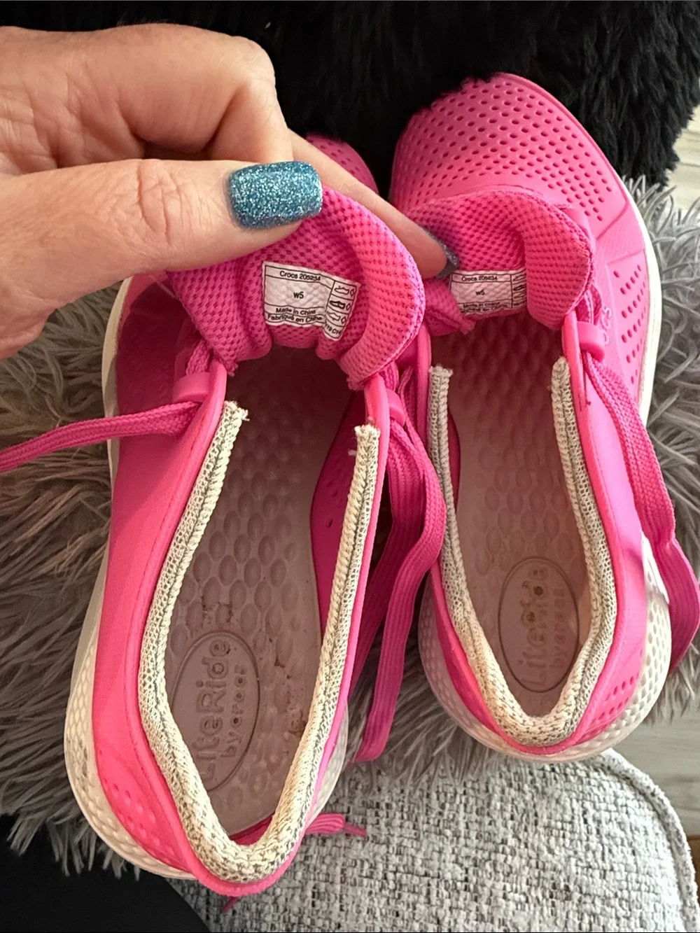 CROCS Women’s Hot Pink Perforated Lace-Up Sneakers